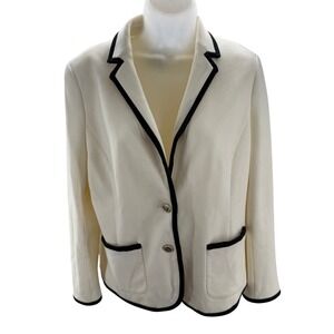 Talbots Womens Cream Workwear Blazer Jacket Size 10 Lined Pockets